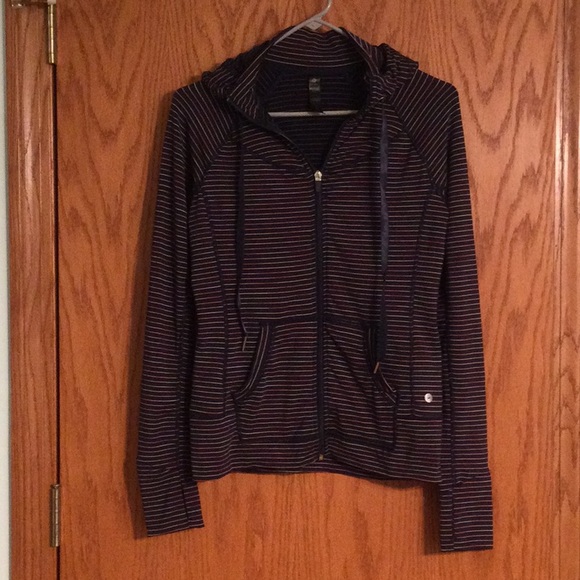 90 Degree By Reflex Tops - 90 Degree Striped Hoodie w/Pockets & Thumb Holes